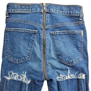 SIWY Los Angeles Premium Denim Back Zip Jeans Women's 26" High Rise Raw Hem